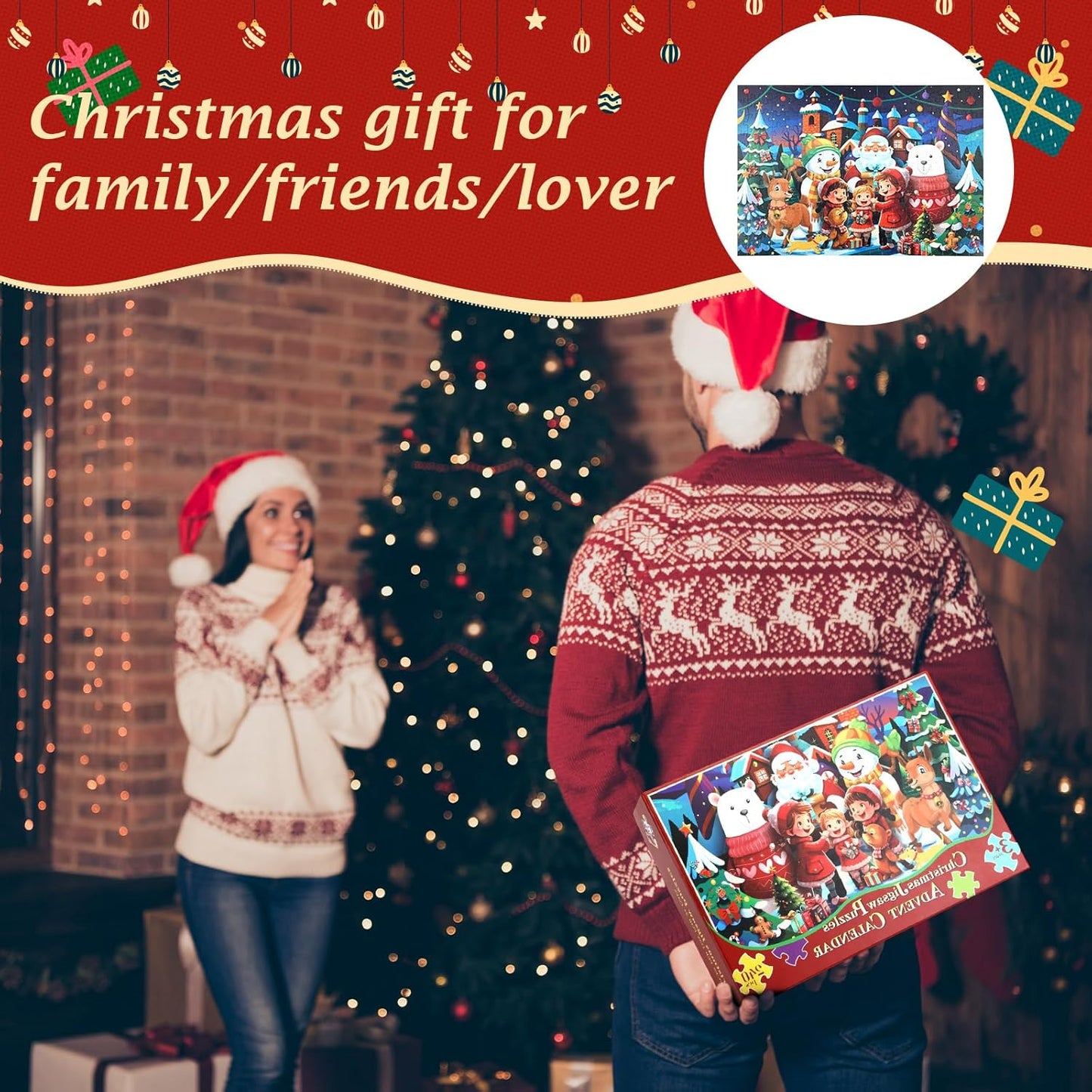 2025 Large Advent Calendar Jigsaw Puzzles - 240 Pieces Family Countdown Game