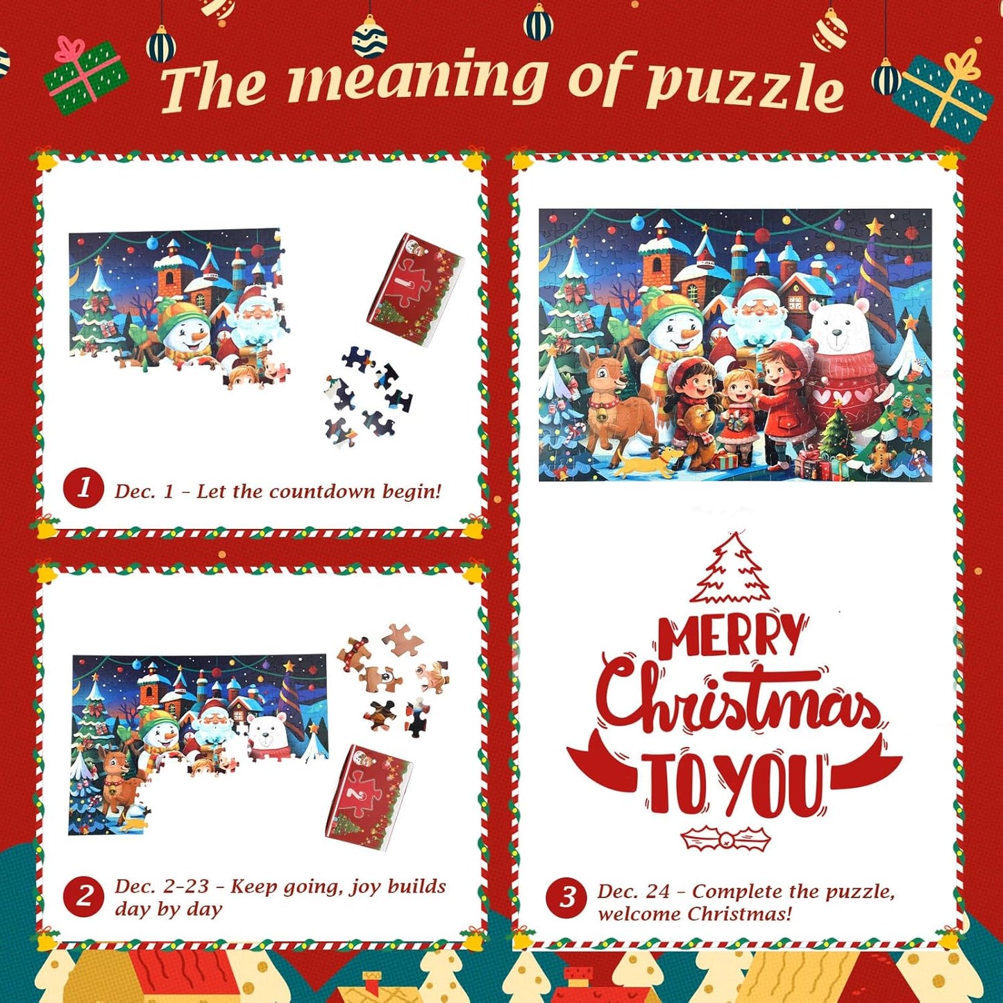 2025 Large Advent Calendar Jigsaw Puzzles - 240 Pieces Family Countdown Game