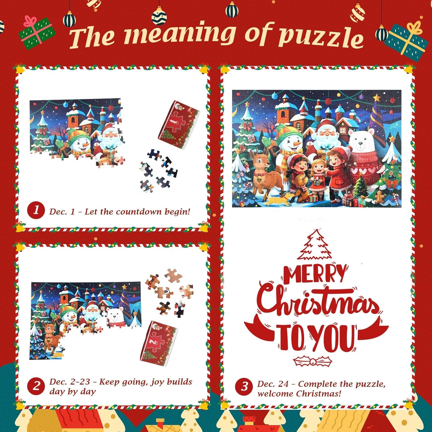 2025 Large Advent Calendar Jigsaw Puzzles - 240 Pieces Family Countdown Game