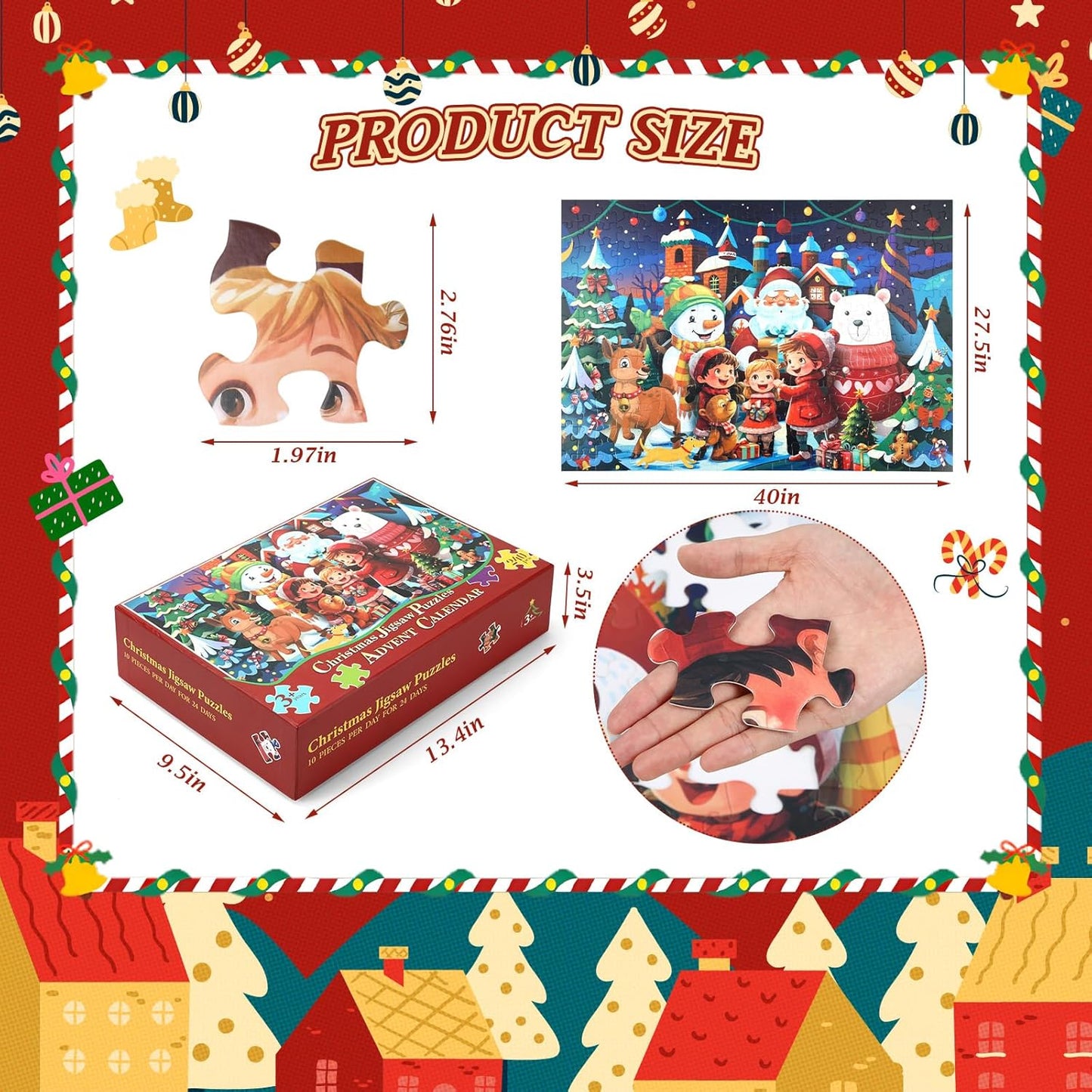 2025 Large Advent Calendar Jigsaw Puzzles - 240 Pieces Family Countdown Game