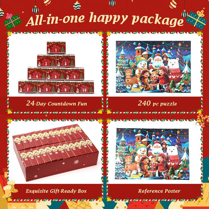 2025 Large Advent Calendar Jigsaw Puzzles - 240 Pieces Family Countdown Game